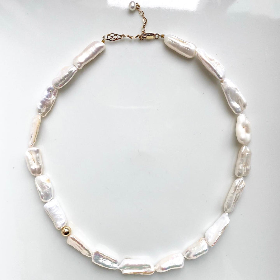 POLLY WHITE BAROQUE PEARL NECKLACE